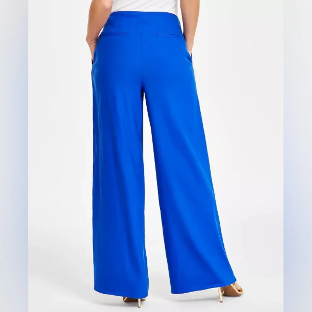 Weekend SALE ✨️I.N.C Women's Pleated Wide-Leg High Rise Linen Pants Size 14